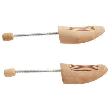 Light brown kata men wooden shoe tree with metal rod and rounded ends for shaping shoes