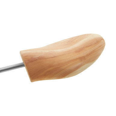Light-colored cedar wood shoe shaper with metal threaded shaft for men from kata pair of shoe shapers