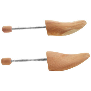 Light brown cedar wood shoe shapers with metal rods for men by kata, perfect for maintaining shoe shape