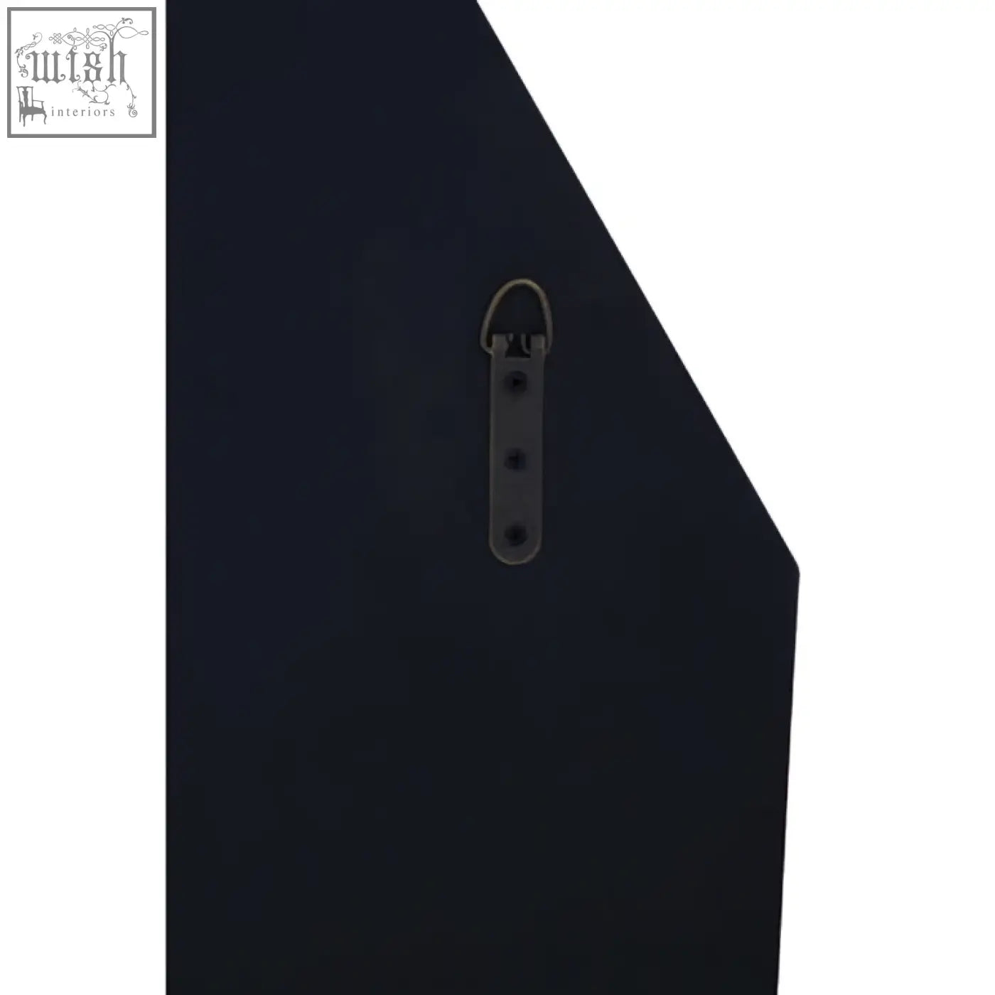 Black metal wall hook with three screw holes on the back of kava gold frame wall mirror for secure hanging