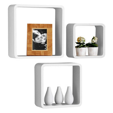 White square wall shelves kayli set of three with clean minimalist design perfect for modern storage and display