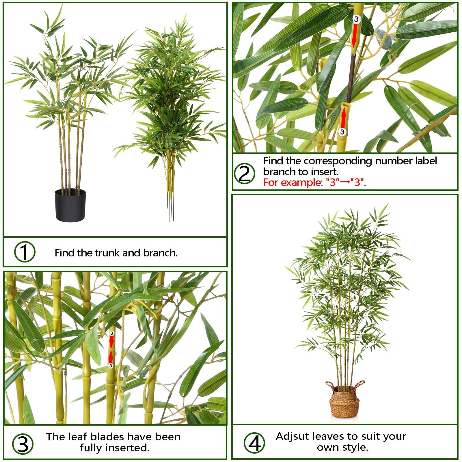 Kazeila artificial bamboo tree with slender yellow green stalks and lush leaves in a pot for indoor or outdoor use
