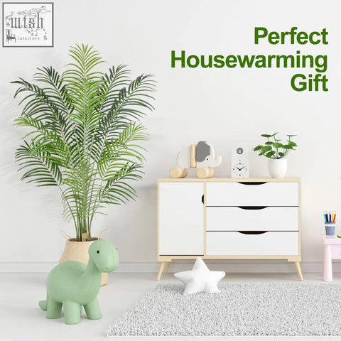 Keeplush 170cm artificial palm tree with tall green leaves in a beige woven pot for indoor tropical decor