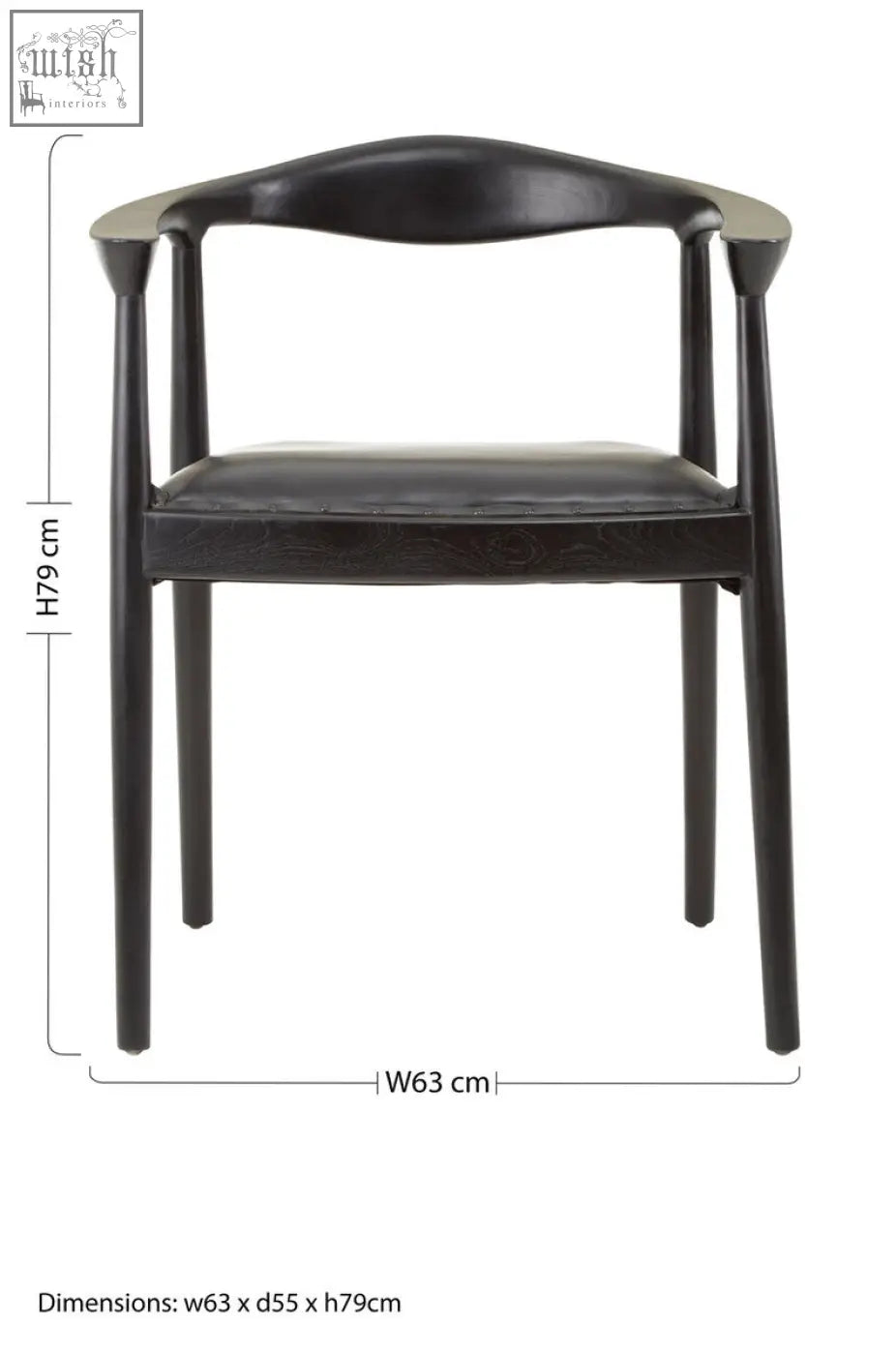 Black leather kendari black armchair with sleek minimalist design and dark teak wood frame