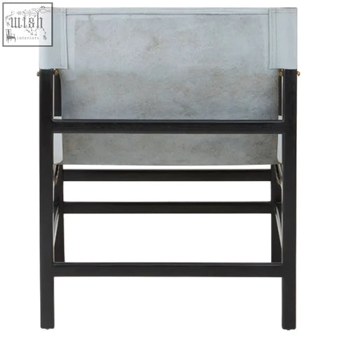 Black metal frame chair with light gray textured fabric seat and backrest for kendari grey leather teak wood style
