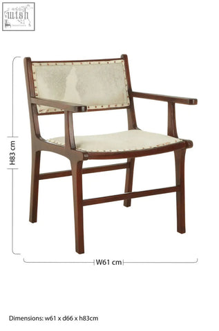 Dark wood armchair with cream leather and brass nailhead trim perfect as a teak wood dining chair