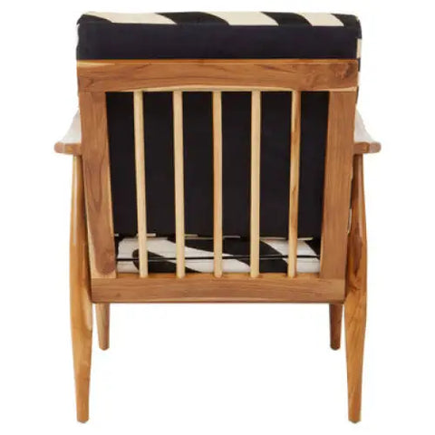 Kendari Leather Zebra Pattern And Teak Chair - Arm Chair
