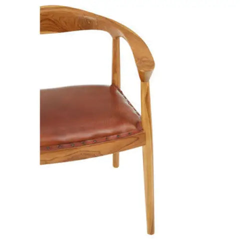 Kendari Open Back Brown Leather Chair - Dining Chair