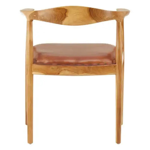 Kendari Open Back Brown Leather Chair - Dining Chair