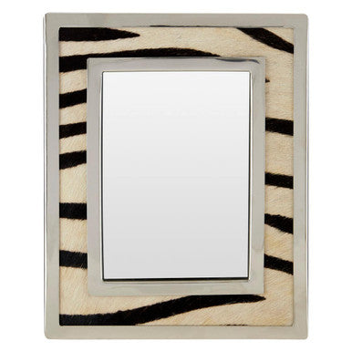 Rectangular design photo frame with silver frame and zebra design photo cowhide border for 5x7 photos