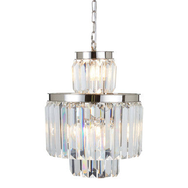 Kensington townhouse 6 bulbs pendant light with multi-tiered crystal chandelier and polished chrome finish