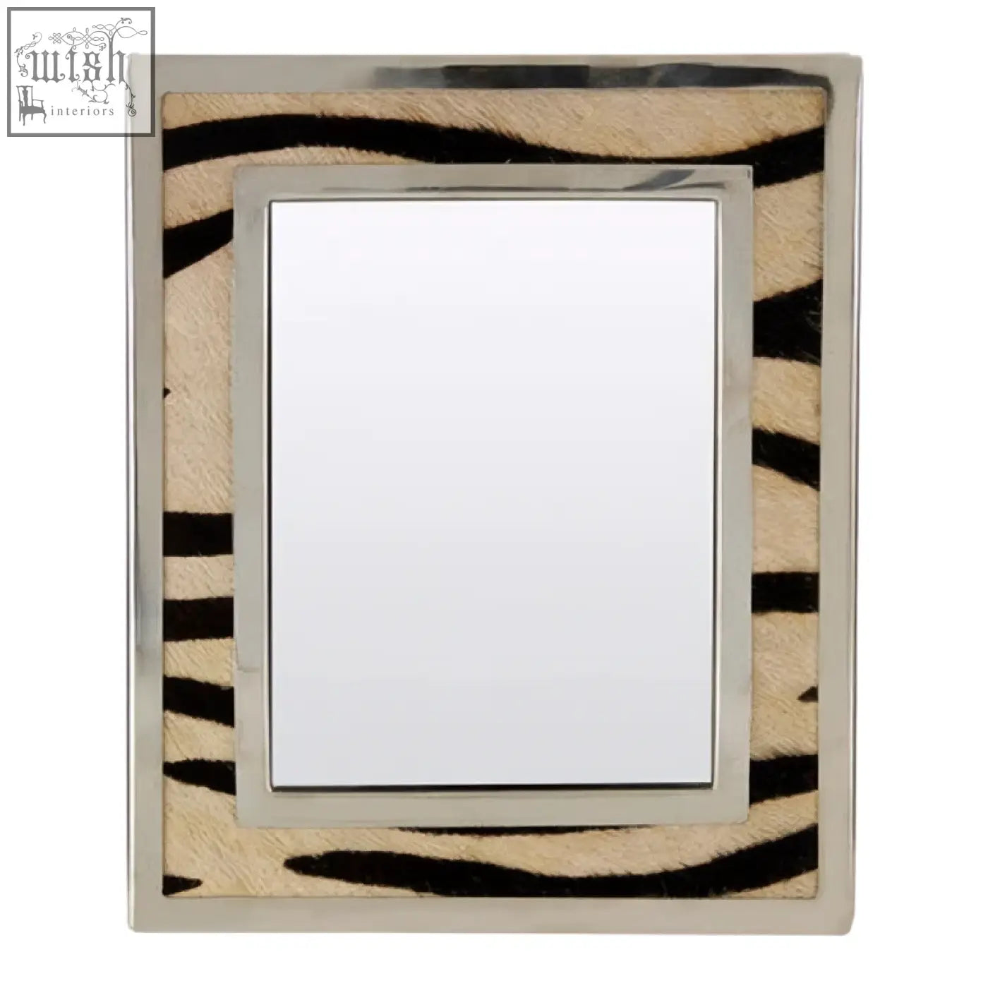 Kensington townhouse 6in x 8in zebra design photo frame with rectangular mirror zebra-print faux fur frame and silver border