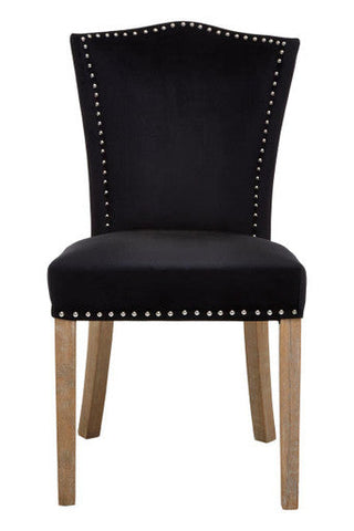 Kensington townhouse black velvet dining chair with high back light wood legs and silver nailhead trim townhouse black dining