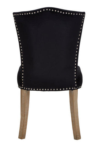 Kensington townhouse black velvet dining chair with silver nailhead trim and light wood legs for stylish townhouse dining