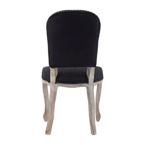 Kensington Townhouse Black Linen Dining Chair with Antique wood legs - Dining Chair
