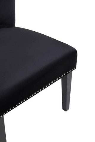 Kensington townhouse black winged dining chair in black velvet with silver nailhead trim for stylish dining rooms