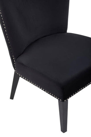 Kensington townhouse black winged dining chair in black velvet with silver nailhead trim for stylish dining rooms