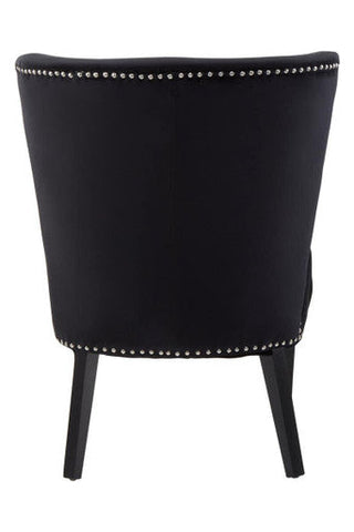 Kensington townhouse black winged dining chair in black velvet with silver nailhead trim for elegant dining rooms