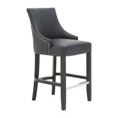 Kensington Townhouse Charcoal Leather Effect Bar Chair - Bar Stool