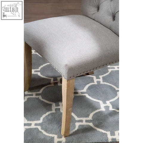 Grey linen dining chair with wooden legs from the kensington townhouse collection for stylish dining rooms