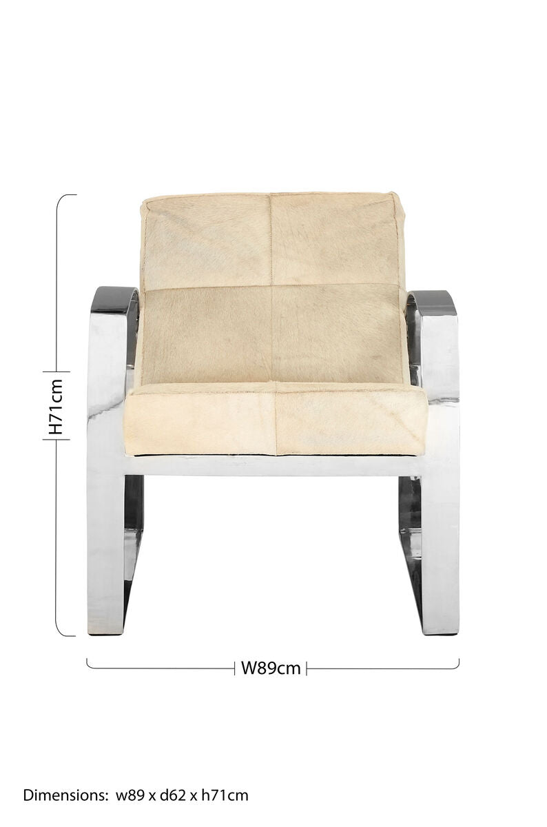 Kensington Townhouse Hairon Leather Chair With Steel Legs