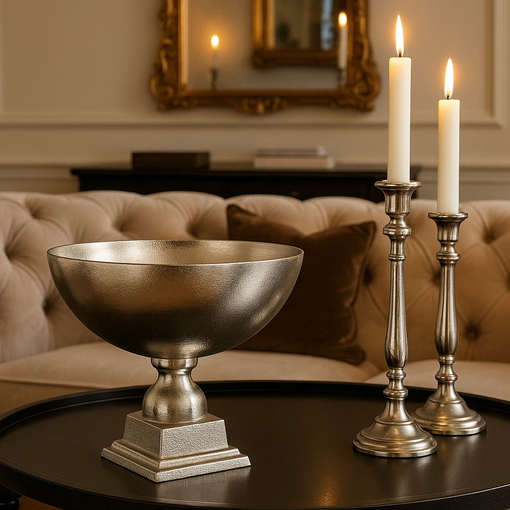 Silver metallic kensington townhouse small bowl with hammered finish and square-based pedestal for stylish decor