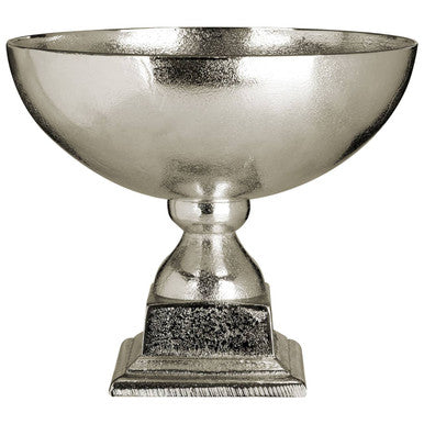 Silver metallic Kensington Townhouse small bowl with hammered finish and square base pedestal design