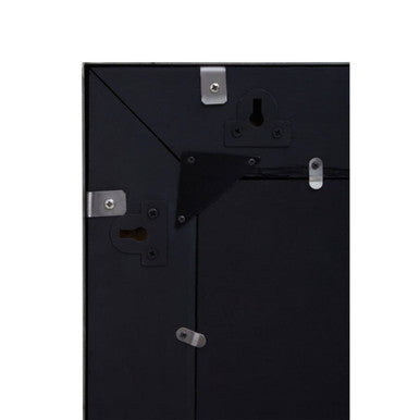 Kerala black rectangular wall mirror showing black frame with silver mounting hardware and corner brackets on back