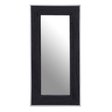 Kerala black rectangular wall mirror with a textured wood-like finish perfect as a stylish wall mirror