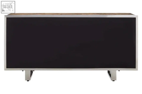 Modern black lacquered natural wood sideboard with chrome legs perfect wood sideboard for stylish storage
