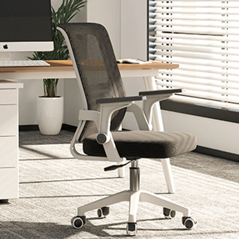 Modern kerr office chair with black mesh back, gray upholstered seat, and white metal frame for ergonomic office use