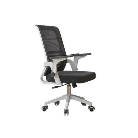 Modern ergonomic Kerr office chair with black mesh seat and back white metal frame and caster wheels for office use