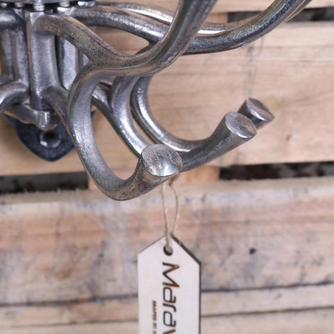 Industrial-style kesda 5 way captains swivel hooks coat rack with curved wrought iron and vintage rustic finish