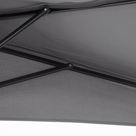 Outsunny 3(m) Half Parasol Semi Round Umbrella Patio Metal Frame Crank Handle for Balcony-- NO BASE INCLUDED, Grey