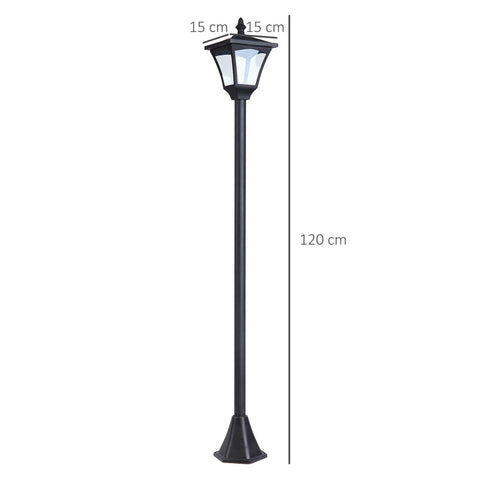 Outsunny Outdoor Garden Solar Post Lamp Photosensitive LED Lantern Bollard Pathway 1.2M Tall – Black