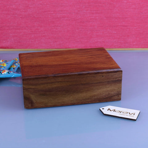 Khalka plain wooden storage box with rich warm brown finish and visible wood grain ideal for wooden storage needs