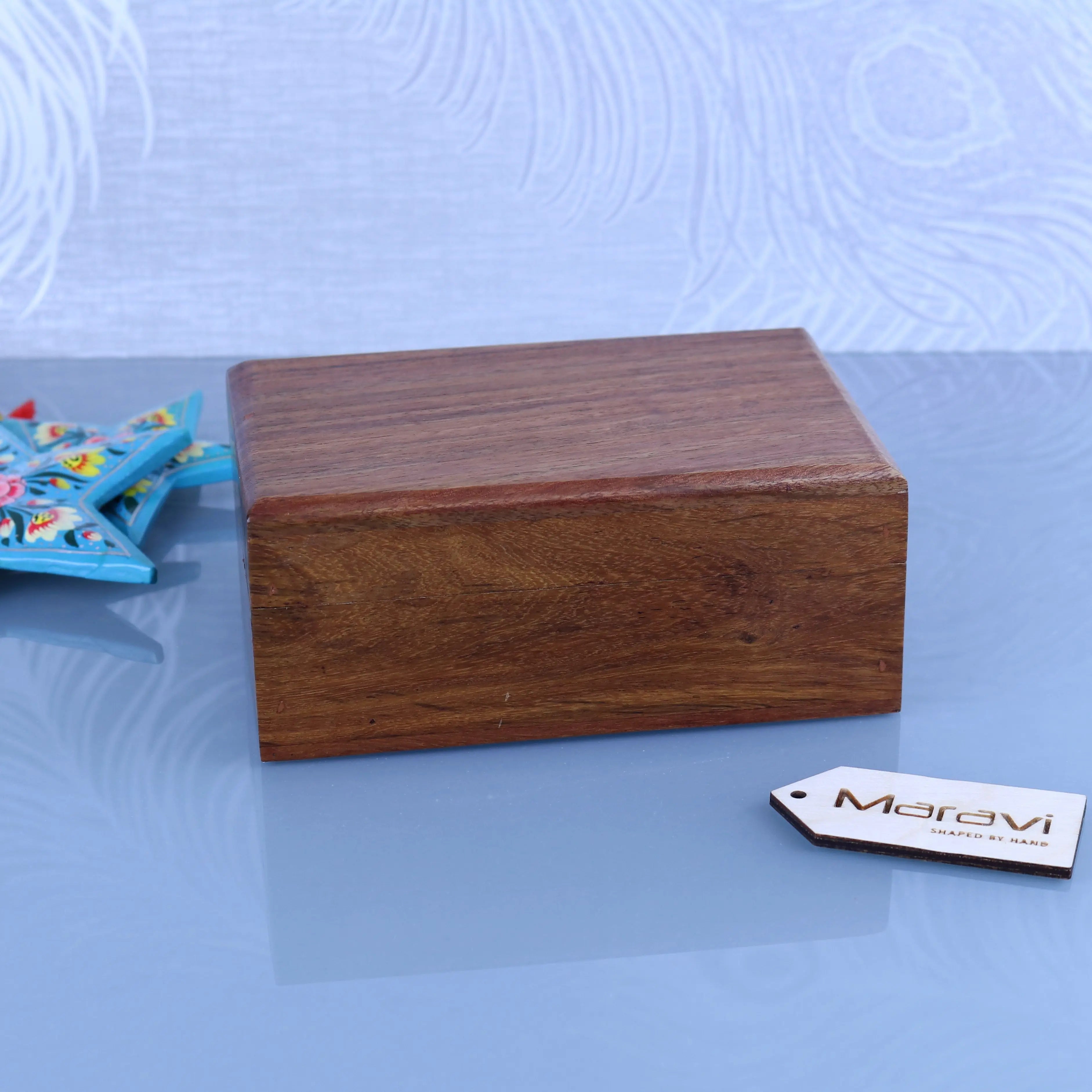 Khalka plain wooden storage box with smooth polished surface and visible grain patterns for organized storage