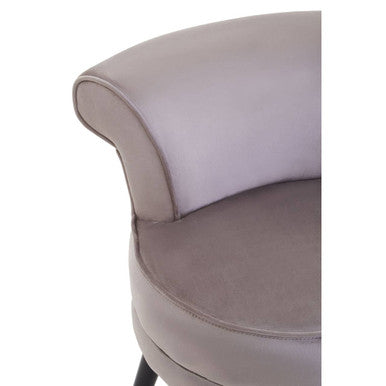 Gray kids loretta mink velvet chair with curved backrest and matching seat in soft mink velvet upholstery