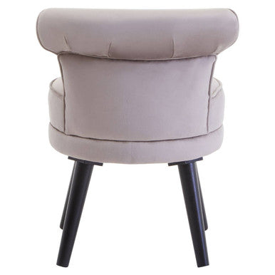 Kids loretta mink velvet chair in light gray mink velvet with rounded back and slender black legs for kids room