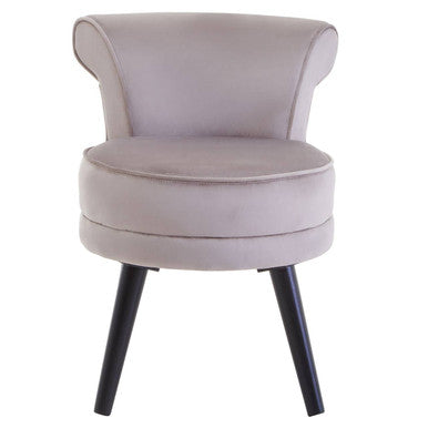 Kids loretta mink velvet chair in sleek light gray mink velvet with curved backrest and tapered black legs
