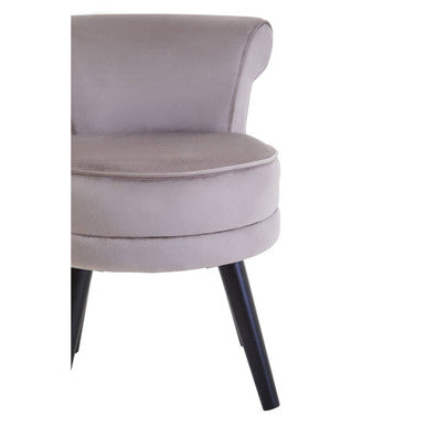 Kids loretta mink velvet chair with sleek light gray mink velvet and curved backrest on black tapered legs