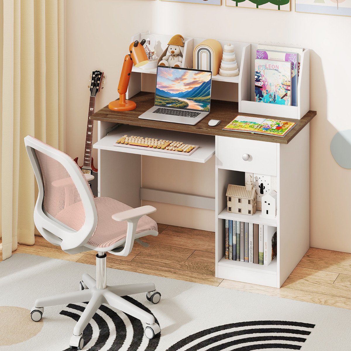 Kids Study Desk Multifunctional Student Desk-Grey