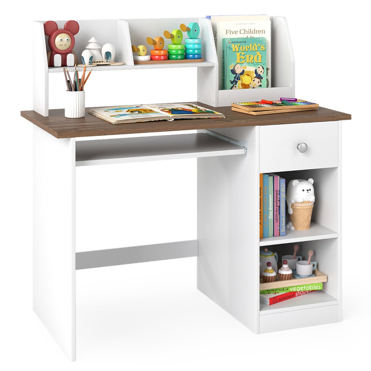 Kids Study Desk Multifunctional Student Desk-Grey