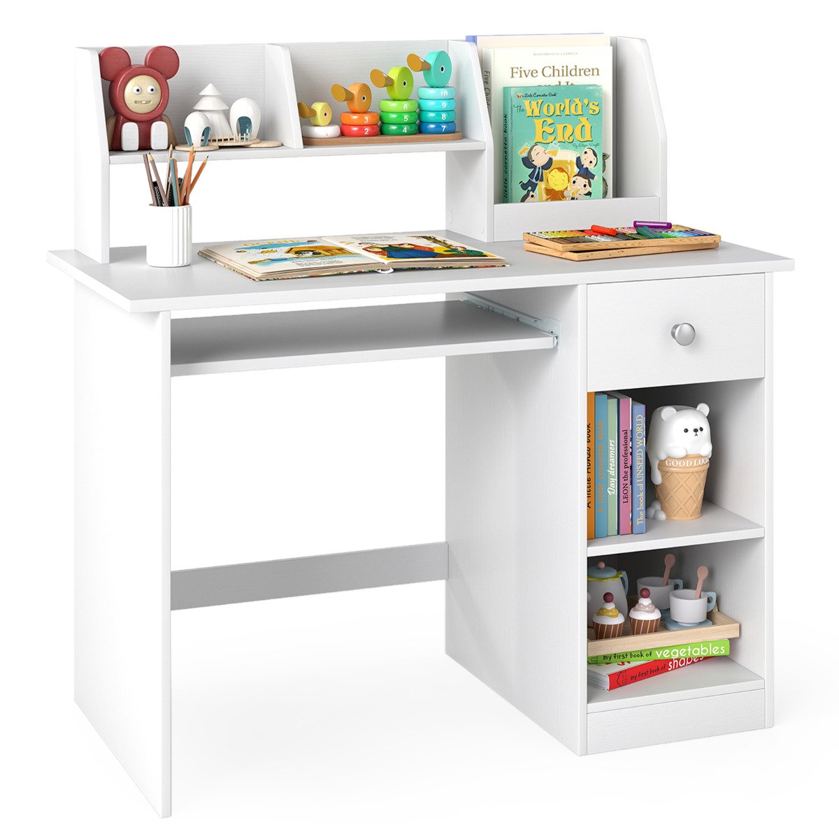 Kids Study Desk Multifunctional Student Desk-Grey