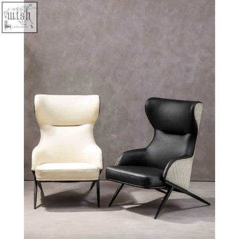 Cream-colored and black kiev ivory faux leather armchair with sleek modern design perfect for stylish seating
