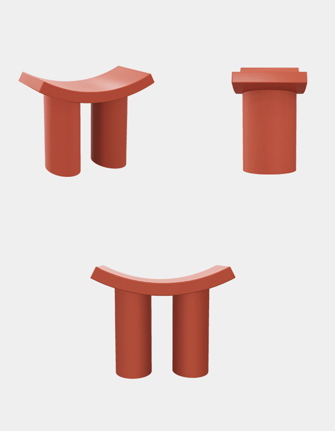 Terracotta kimber footstool table stool with curved top and cylindrical legs perfect as a dressing table stool