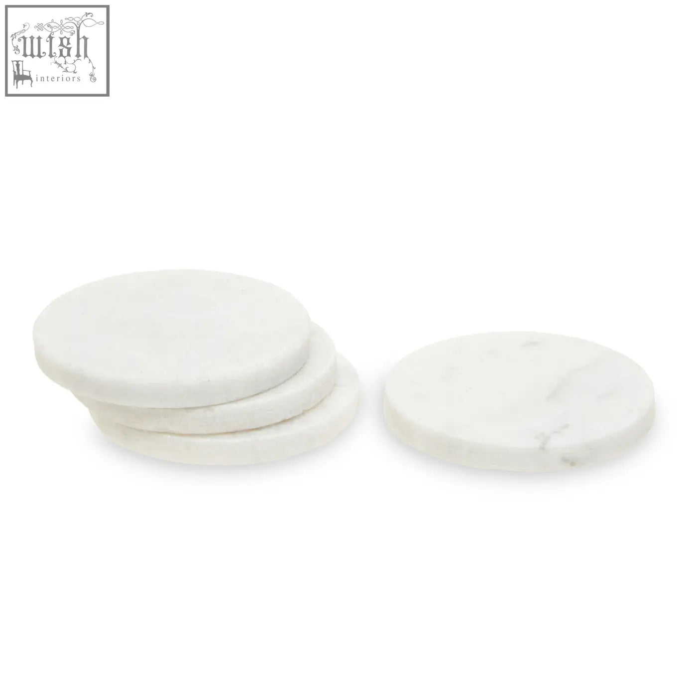 Kindia set of 4 white marble round coasters with subtle gray veining perfect for stylish drink protection