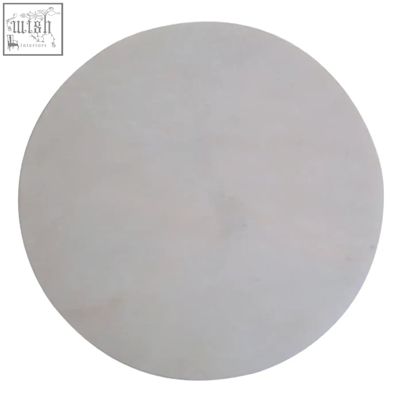 Kindia white marble round chopping board with a smooth light gray marble round surface and a matte finish