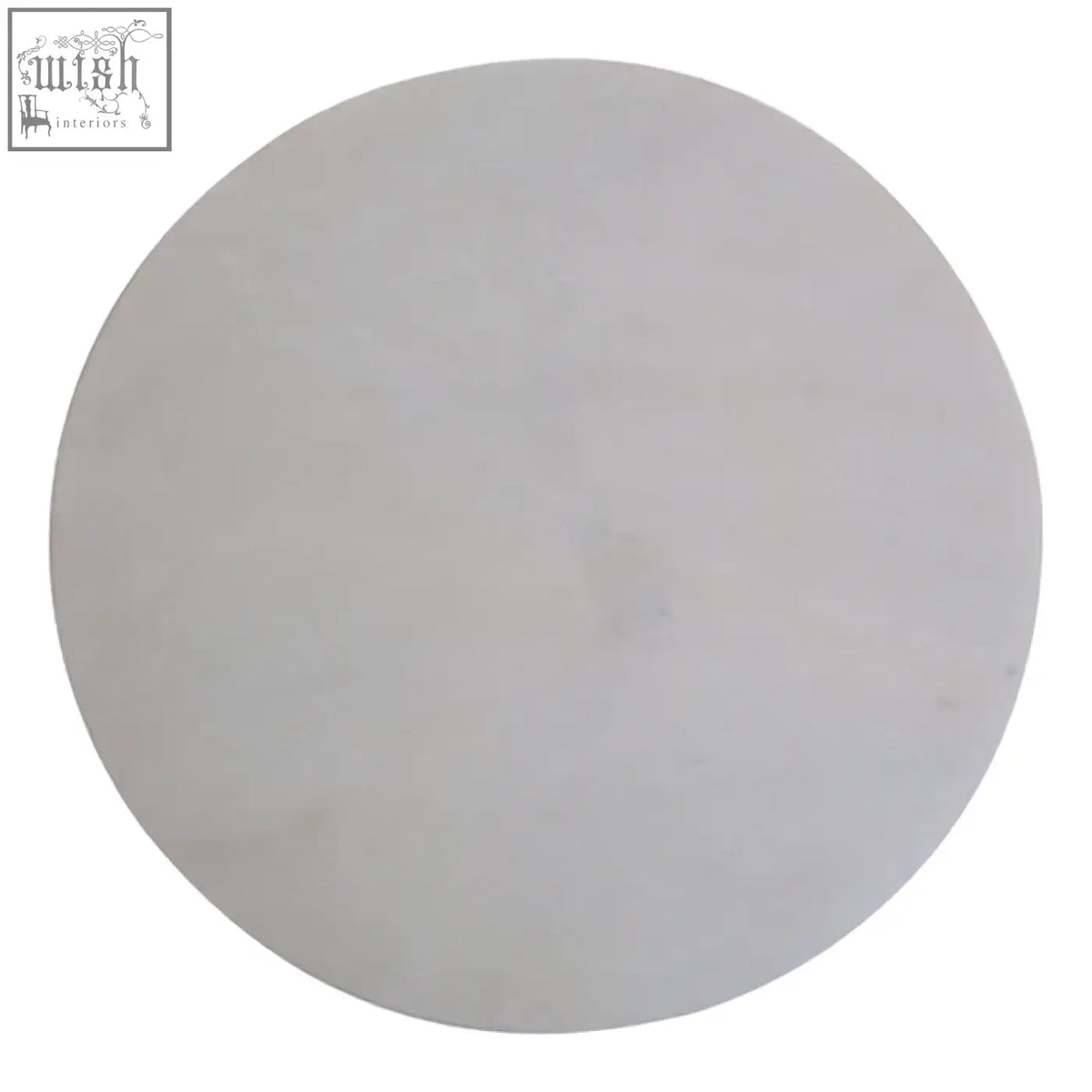 Kindia white marble round chopping board with a smooth light gray marble round surface and a matte finish