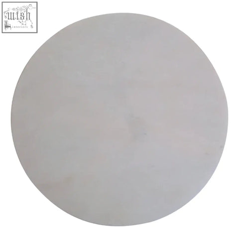 Kindia white marble round chopping board with a smooth light gray marble round surface and a matte finish